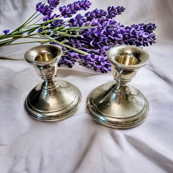 Set of 2 Sterling Silver weighted Candlesticks - Picture 5 of 11